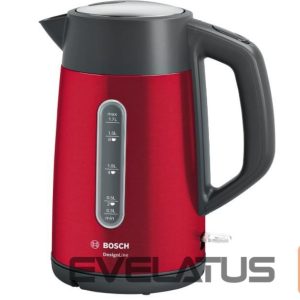 Чайник Bosch  Kettle DesignLine TWK4P434 Electric, 2400 W, 1.7 L, Stainless steel, 360° rotational base, Red/Black 