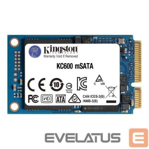 Жесткий диск SSD Kingston  KC600 1000 GB, SSD interface mSATA, Write speed 520 MB/s, Read speed 550 MB/s 