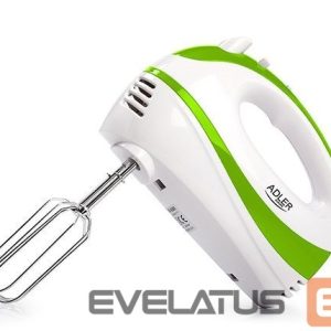 Миксеры и блендеры Adler  Mixer AD 4205 g Hand Mixer, 300 W, Number of speeds 5, Turbo mode, White/Green 