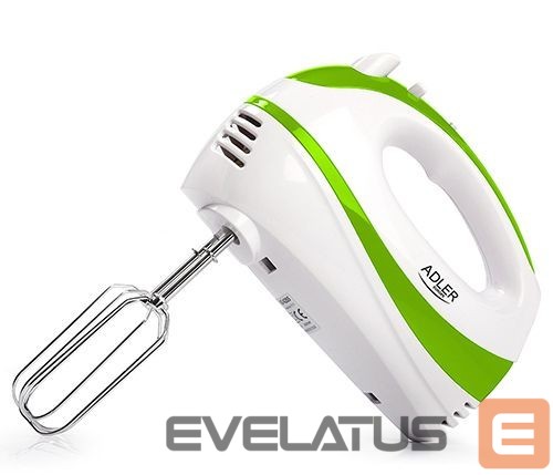 Миксеры и блендеры Adler Mixer AD 4205 g Hand Mixer, 300 W, Number of speeds 5, Turbo mode, White/Green