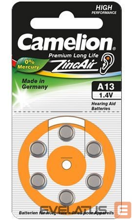 Другой аксессуар для компьютера Camelion A13/DA13/ZL13, Zinc air cells, 6 pc(s)