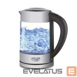 Чайник Adler  Kettle AD 1247 NEW With electronic control, 1850 - 2200 W, 1.7 L, Stainless steel, glass, Stainless steel/Transparent, 360° rotational base 