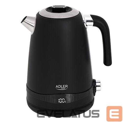 Чайник Adler Kettle AD 1295b Electric, 2200 W, 1.7 L, Stainless steel, 360° rotational base, Black