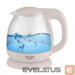 Чайник Adler  Kettle AD 1283C Electric, 900 W, 1 L, Glass/Stainless steel, 360° rotational base, Cream 