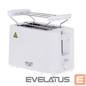 Тостер Adler  Toaster AD 3223	 Power 750 W, Number of slots 2, Housing material Plastic, White 