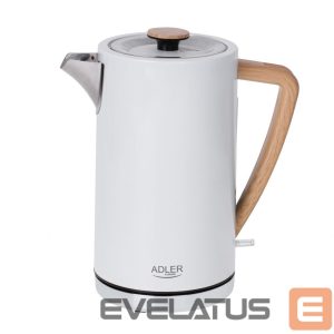 Чайник Adler  Kettle AD 1347w	 Electric, 2200 W, 1.5 L, Stainless steel, 360° rotational base, White 