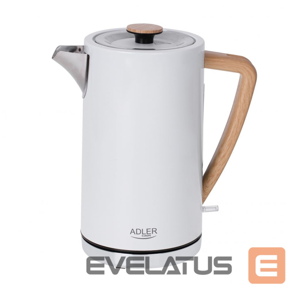 Чайник Adler Kettle AD 1347w Electric, 2200 W, 1.5 L, Stainless steel, 360° rotational base, White