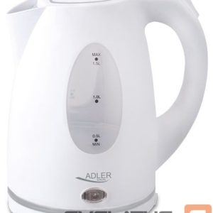 Чайник Adler  Kettle AD 1207 Standard, Plastic, White, 2000 W, 360° rotational base, 1.5 L 