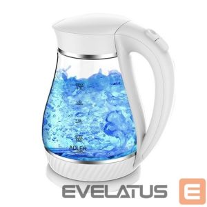 Чайник Adler  Kettle AD 1274 Standard, Plastic, glass, White/ transparent, 2200 W, 360° rotational base, 1.7 L 