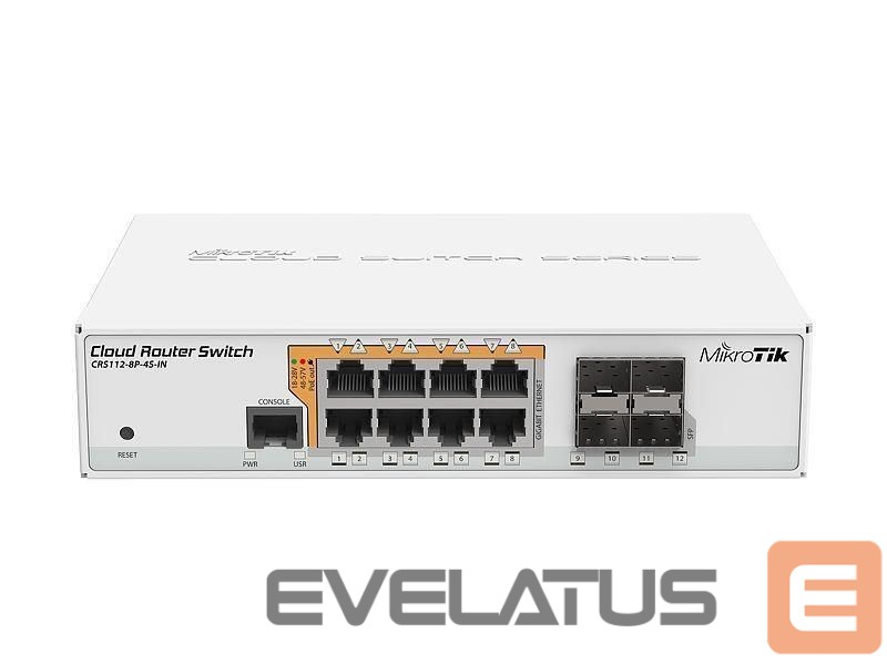 Коммутатор Mikrotik Switch||8x10Base-T / 100Base-TX / 1000Base-T|4xSFP|1xConsole|CRS112-8P-4S-IN