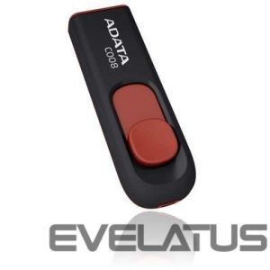 Флеш-накопитель ADATA  MEMORY DRIVE FLASH USB2 64GB/BLACK/RED AC008-64G-RKD 