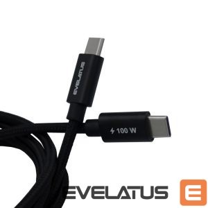 Кабель Evelatus  Flex Cabel Pro USB 2.0 Type C to Type C 1.2M 100W 5A Black
