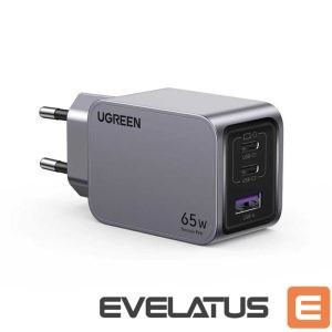 Адаптер Ugreen  Nexode Pro USB-A+2 USB-C 65W Mini GaN Fast Charger Set Grey