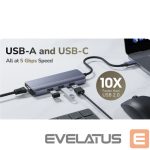 Роутер Cudy  UH606 PortMate USB-C 6-in-1 Hub 4K 60Hz HDMI Gigabit LAN 3x USB-A Power Input Grey 