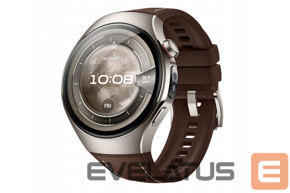Умные часы Huawei Watch 5 (46mm), Fluorelastomer Brown classic strap, Metal body, Rates-L29L