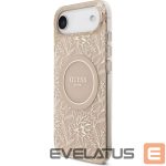 Чехол на заднюю панель Guess Apple iPhone 17 Air Silicone case with MagSafe Flowers Allover with Pearl Strap Pink