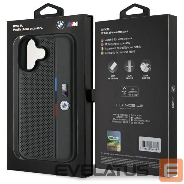 Другой аксессуар для телефона BMW BMW M Perforated Tricolor Detail Line iPhone 16 Case - Dark Gray