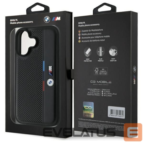 Другой аксессуар для телефона BMW BMW M Perforated Tricolor Detail Line iPhone 16 Case - Black