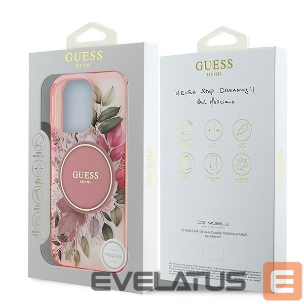 Другой аксессуар для телефона Guess Guess IML Flower & Tonal Circle MagSafe iPhone 16 Pro Max Case - Pink