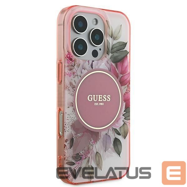 Другой аксессуар для телефона Guess Guess IML Flower & Tonal Circle MagSafe iPhone 16 Pro Max Case - Pink