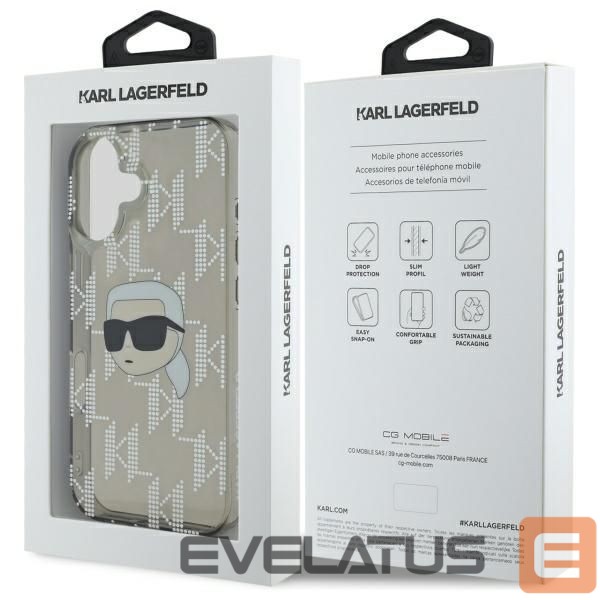Другой аксессуар для телефона Karl Lagerfeld Karl Lagerfeld IML Karl Head Electroplated iPhone 16 Case - Black
