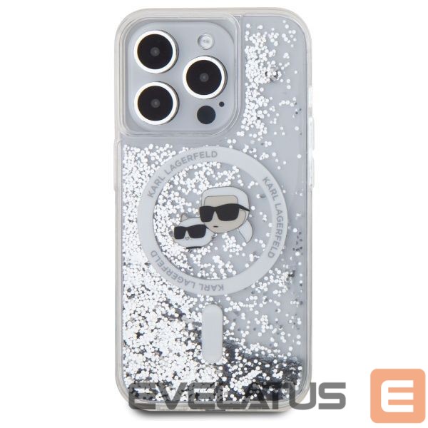 Другой аксессуар для телефона Karl Lagerfeld Karl Lagerfeld Liquid Glitter Karl & Choupette Head Magsafe iPhone 15 Pro Case - Clear