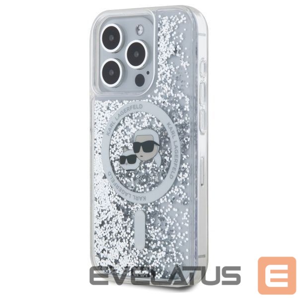 Другой аксессуар для телефона Karl Lagerfeld Karl Lagerfeld Liquid Glitter Karl & Choupette Head Magsafe iPhone 15 Pro Case - Clear