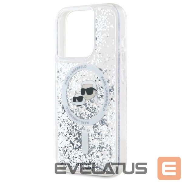 Другой аксессуар для телефона Karl Lagerfeld Karl Lagerfeld Liquid Glitter Karl & Choupette Head Magsafe iPhone 15 Pro Case - Clear
