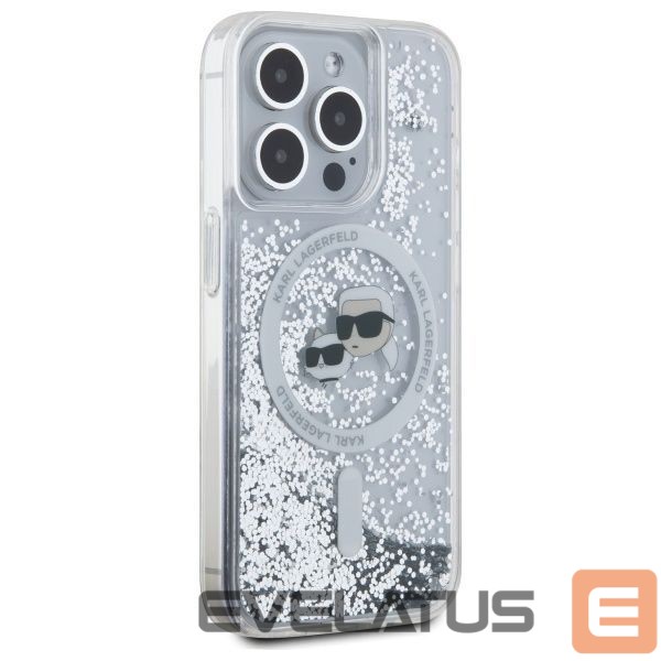 Другой аксессуар для телефона Karl Lagerfeld Karl Lagerfeld Liquid Glitter Karl & Choupette Head Magsafe iPhone 15 Pro Case - Clear