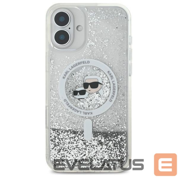 Другой аксессуар для телефона Karl Lagerfeld Karl Lagerfeld Liquid Glitter Karl & Choupette Head Magsafe iPhone 16 Plus Case - Clear