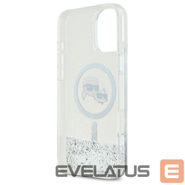 Другой аксессуар для телефона Karl Lagerfeld Karl Lagerfeld Liquid Glitter Karl & Choupette Head Magsafe iPhone 16 Plus Case - Clear