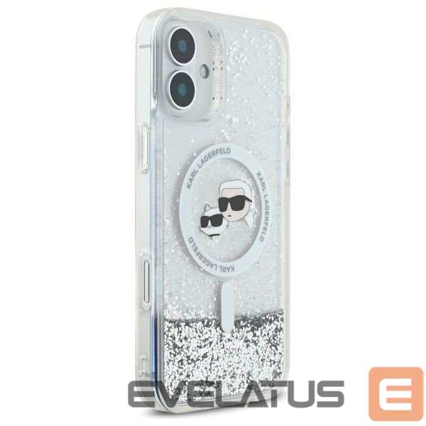 Другой аксессуар для телефона Karl Lagerfeld Karl Lagerfeld Liquid Glitter Karl & Choupette Head Magsafe iPhone 16 Plus Case - Clear