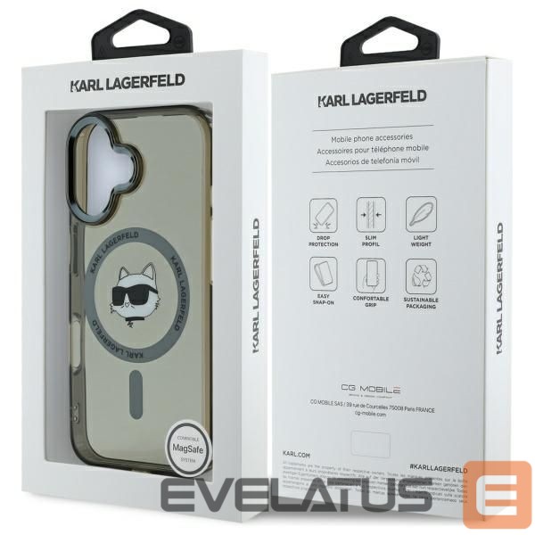 Другой аксессуар для телефона Karl Lagerfeld Karl Lagerfeld IML Metal Choupette Head MagSafe iPhone 16 Case - Black