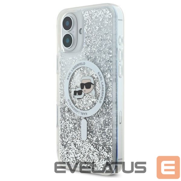 Другой аксессуар для телефона Karl Lagerfeld Karl Lagerfeld Liquid Glitter Karl&Choupette Head Magsafe iPhone 16 Case - Clear