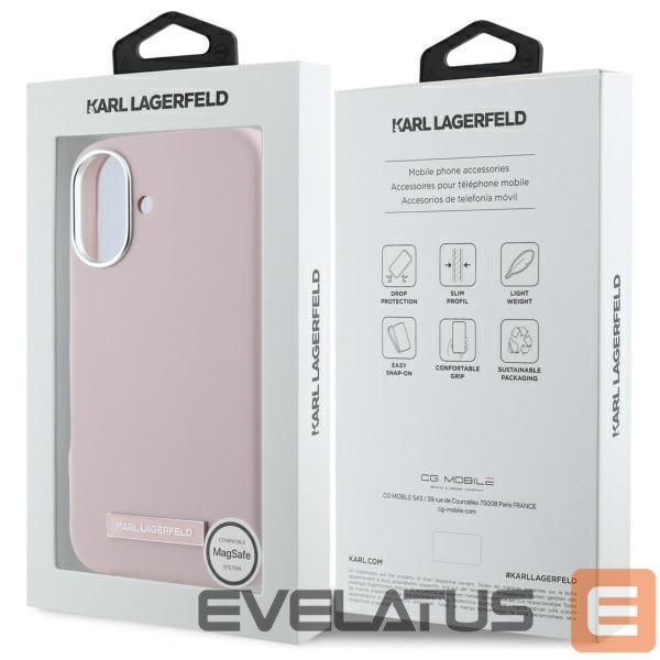 Другой аксессуар для телефона Karl Lagerfeld Karl Lagerfeld FW Metal Plate MagSafe iPhone 16 Case - Pink