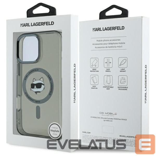 Другой аксессуар для телефона Karl Lagerfeld Karl Lagerfeld IML Metal Choupette Head MagSafe Case for iPhone 16 Pro Max - Black