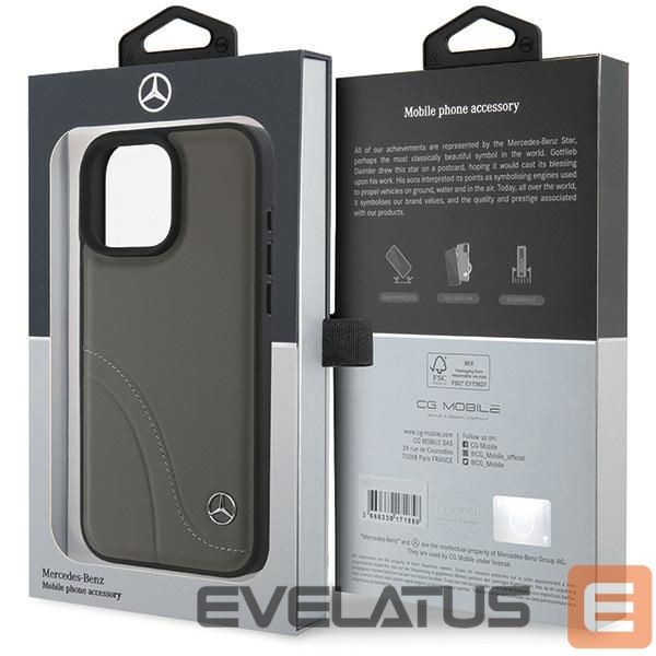 Другой аксессуар для телефона Mercedes-Benz Mercedes MB Curved Stitches Leather iPhone 16 Pro Max Case - Brown