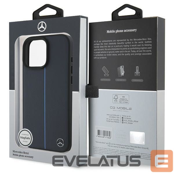 Другой аксессуар для телефона Mercedes-Benz Mercedes MB Blue Line Leather MagSafe Case for iPhone 16 Pro Max - Navy Blue