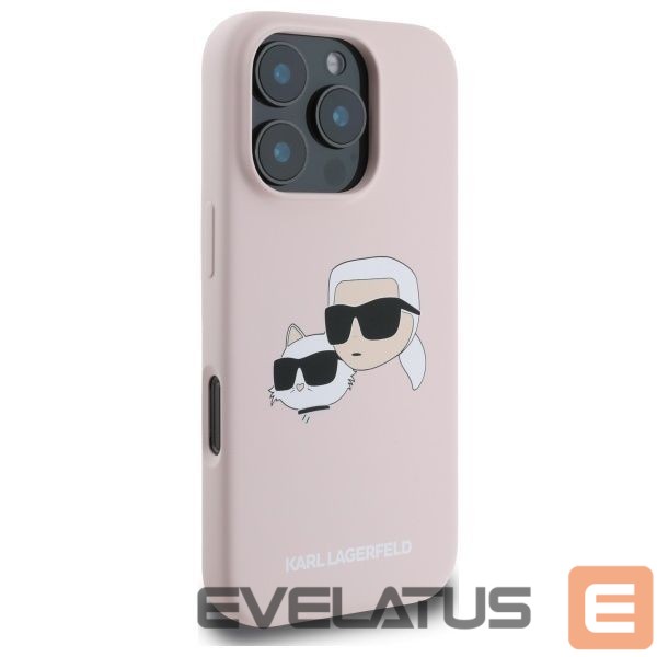 Чехол на заднюю панель Karl Lagerfeld Karl Lagerfeld Silicone Nauble Heads Print MagSafe Case for iPhone 16 Pro - Pink