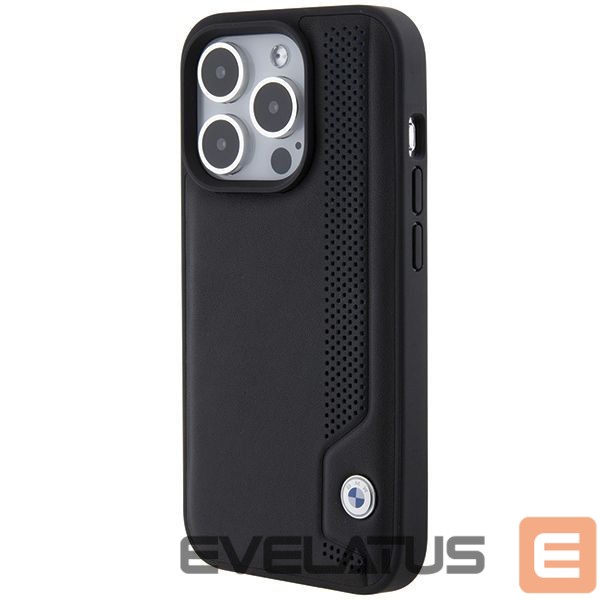 Чехол на заднюю панель BMW BMW Leather Blue Dots iPhone 15 Pro Max Case - Black