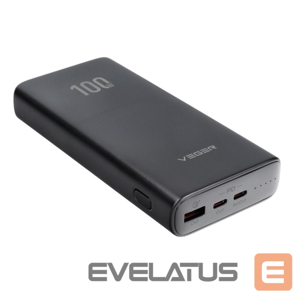 Внешний аккумулятор Veger Powerbank Veger T100 (W2032C-100) PD QC3.0 5A 100W 20000 mAh black
