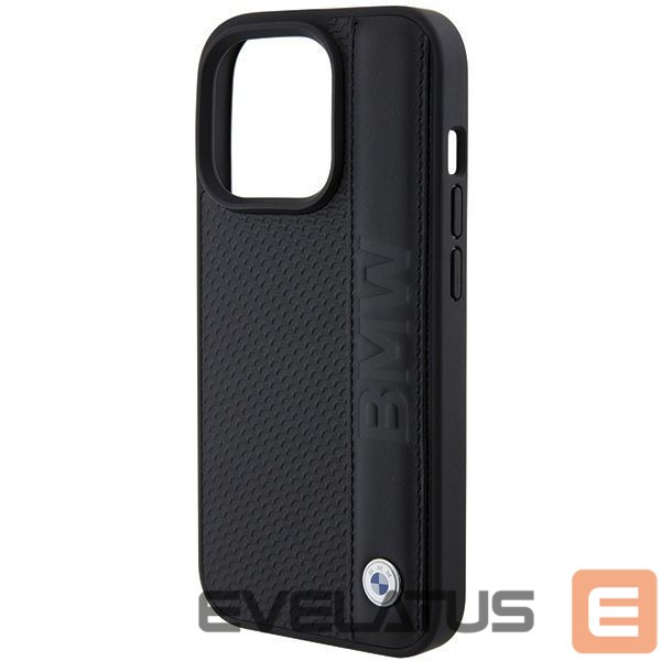 Чехол на заднюю панель BMW BMW Leather Textured & Stripe iPhone 15 Pro Max Case - Black