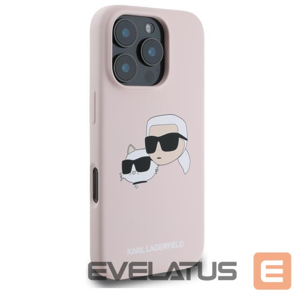 Чехол на заднюю панель Karl Lagerfeld Karl Lagerfeld Silicone Nauble Heads Print MagSafe Case for iPhone 16 Pro Max - Pink