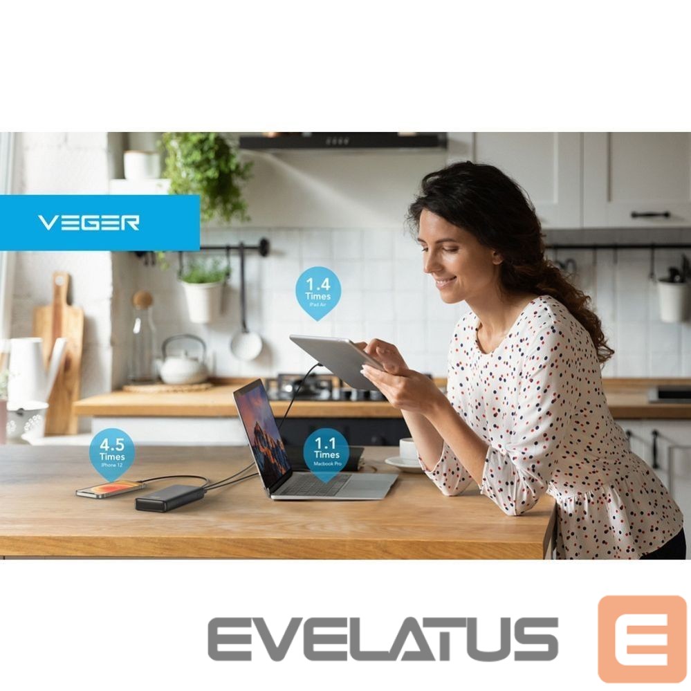 Внешний аккумулятор Veger Powerbank Veger T100 (W2032C-100) PD QC3.0 5A 100W 20000 mAh black