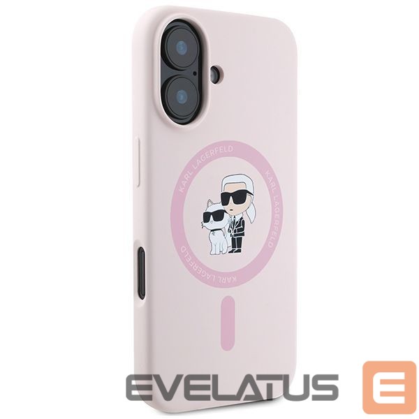 Чехол на заднюю панель Karl Lagerfeld Karl Lagerfeld Silicone Karl&Choupette Heads Ring MagSafe Case for iPhone 16 Plus - Pink