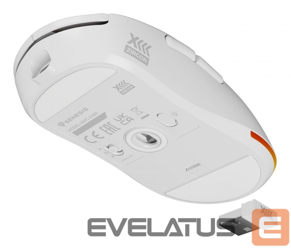 Компьютерная мышь Genesis Zircon XIII Custom | Wireless | Gaming Mouse | 2.4 GHz, USB | White