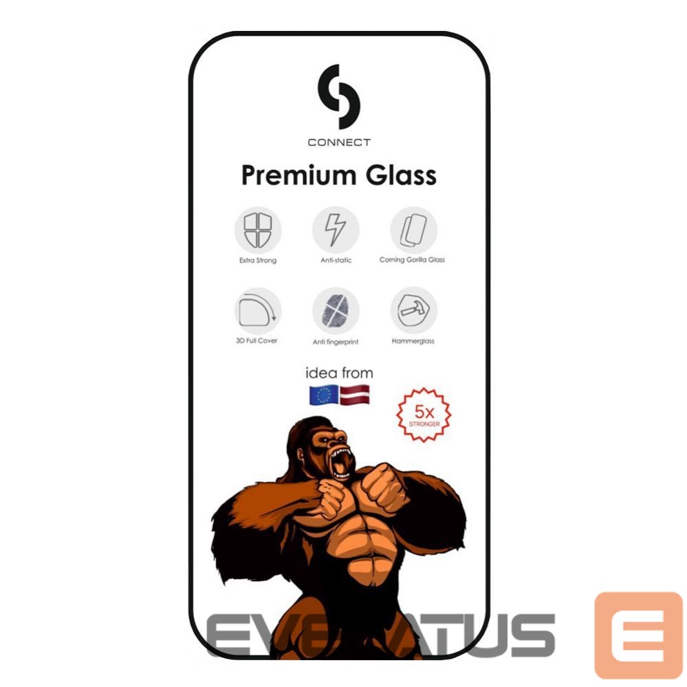 Защитное стекло Connect Apple iPhone 14/13/13 Pro/16e/SE4 3D Corning Gorilla Glass 5X stong Black