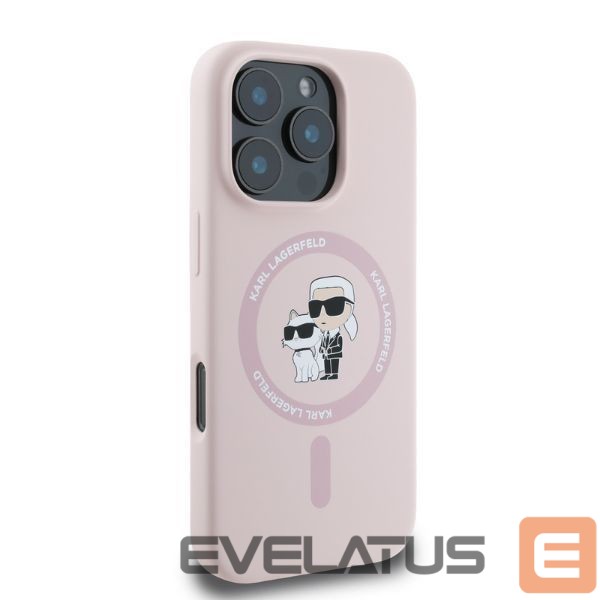 Чехол на заднюю панель Karl Lagerfeld Karl Lagerfeld Silicone Karl&Choupette Heads MagSafe Case for iPhone 16 Pro Max - Pink