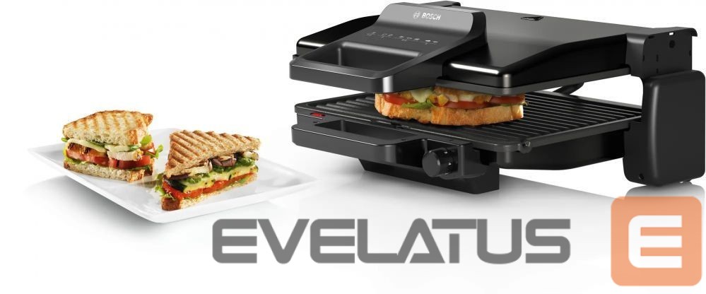 Настольный гриль Bosch | TCG3323 | Contact grill | 2000 W | Black