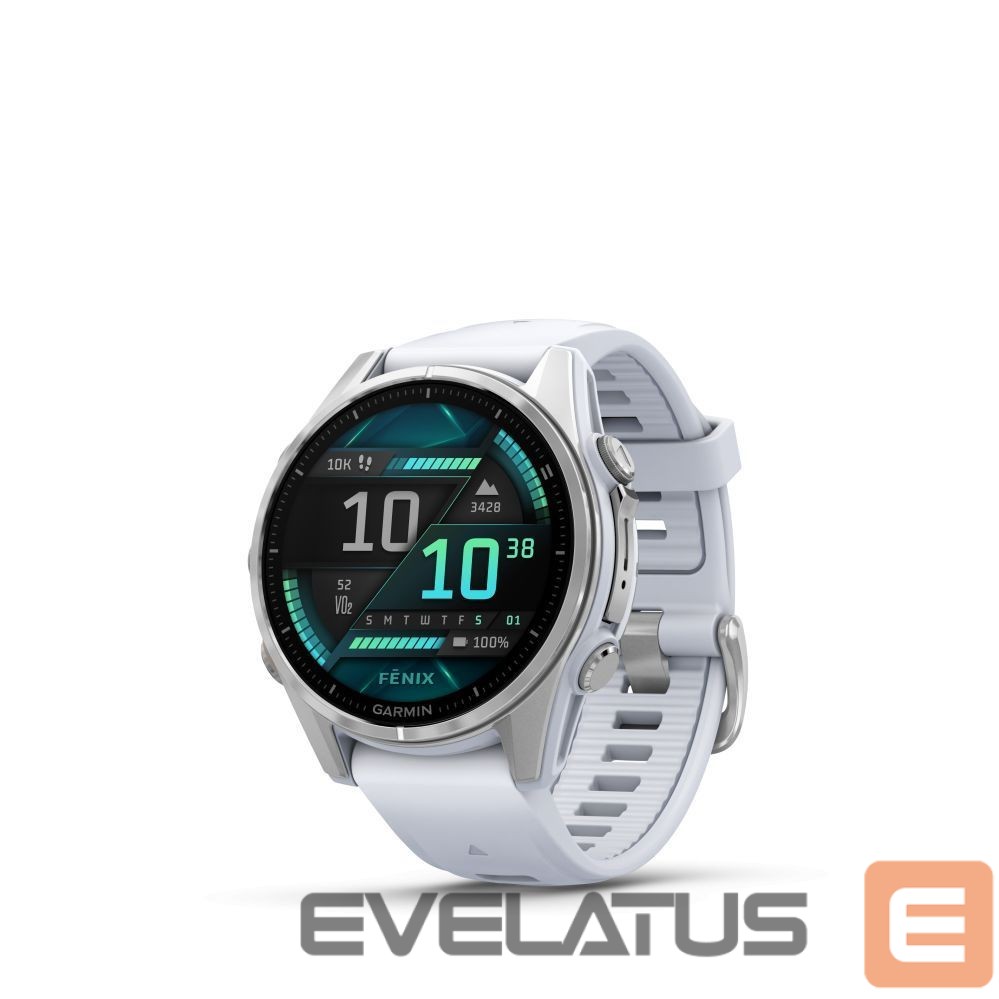 Умные часы Garmin fenix 8 – 43 mm, AMOLED Silver with Whitestone silicone band / 010-02903-00